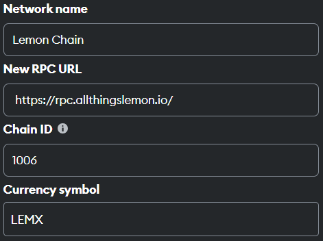 "Lemon Chain Mainnet Config"